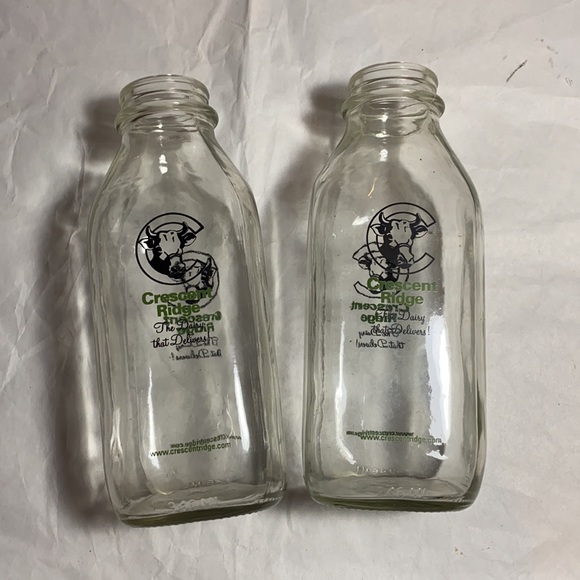 Crescent Ridge Glass Milk Bottle*Set of 2 - Picture 3 of 6